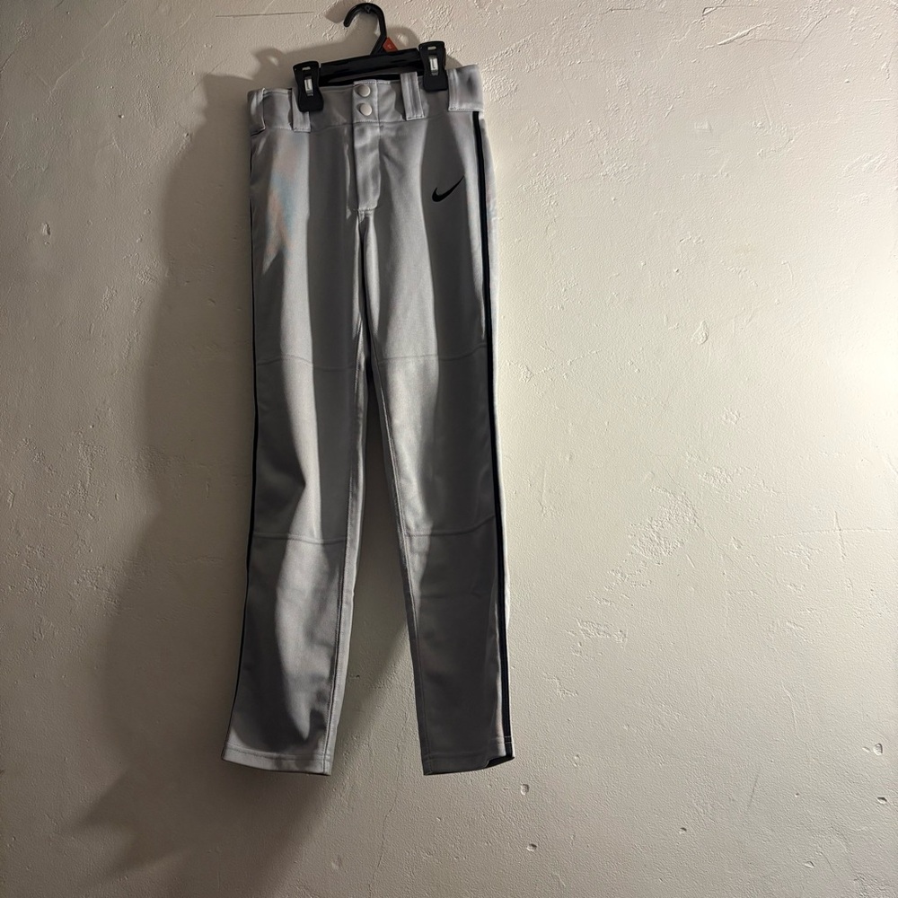 Nike Dri-Fit Baseball Pants Gray Black Stripe Athletic Youth M
